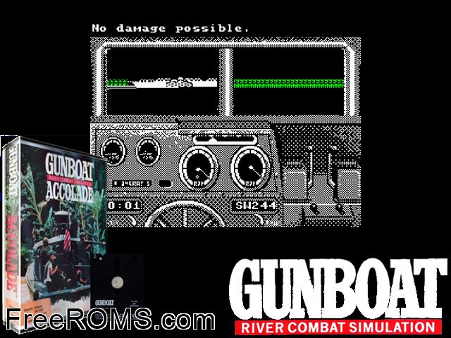 Gunboat (UK) (1991) [h1] Amstrad CPC game showing 3D box cover and gameplay screenshot